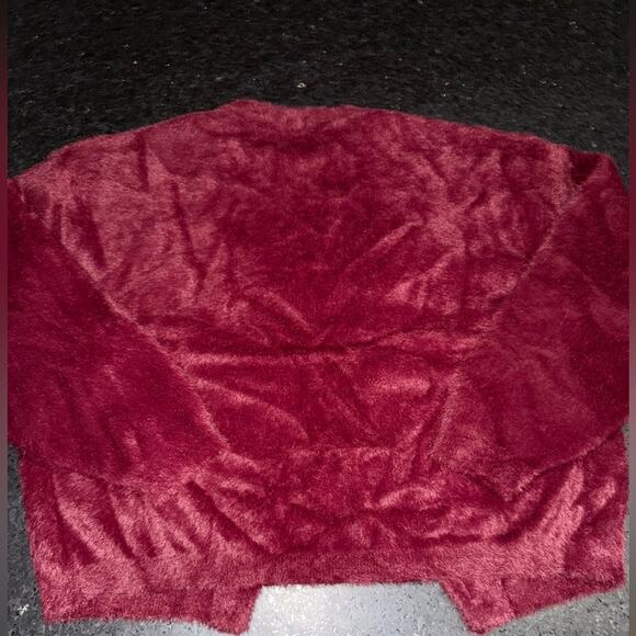 NEW KUT FROM THE KLOTH JANA FUZZY OPEN FRONT CARDIGAN WINE RED POCKETS SZ XS - Picture 4 of 11
